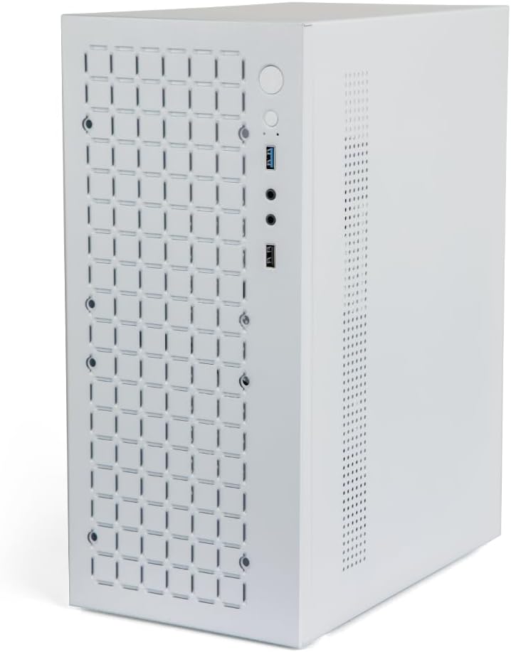 JOYJOM Micro ATX Case PC Case: MATX Case Mini PC ITX Desktop Computer Case Support Micro ATX MATX DTX ITX Mini PC with USB3.0, Support 3.5'' HDD (White) - Image 1